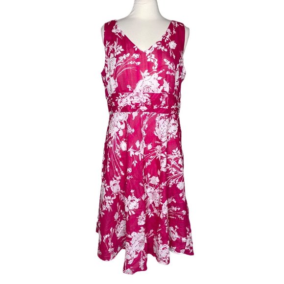 Robbie Bee 16 rose floral print dress pink white - Picture 1 of 8